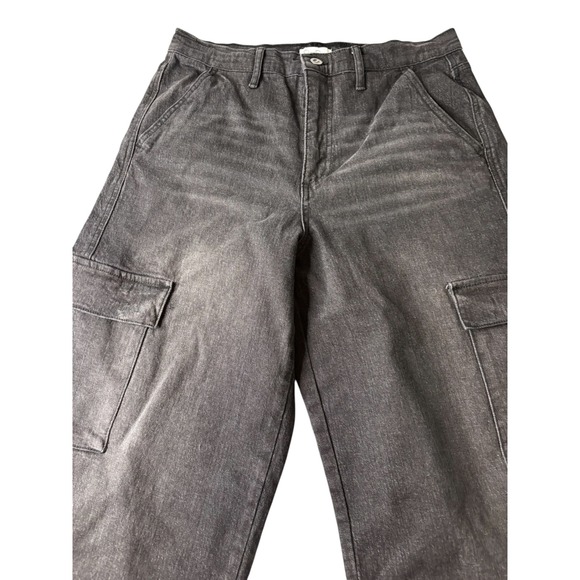 Jessica Simpson Womens Cargo Jeans Wide Leg Washed Black Denim Size 8 Utility - Picture 3 of 11